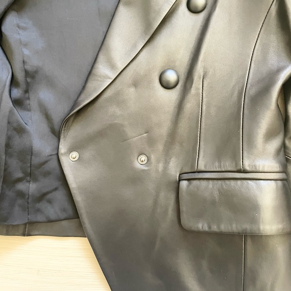 Bagatelle Fitted black Lamb Leather Blazer jacket xs - Picture 7 of 13